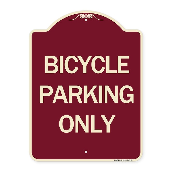 Signmission Designer Series Bicycle Parking Only, Burgundy Heavy-Gauge Aluminum Sign, 24" x 18", BU-1824-24318 A-DES-BU-1824-24318 - main